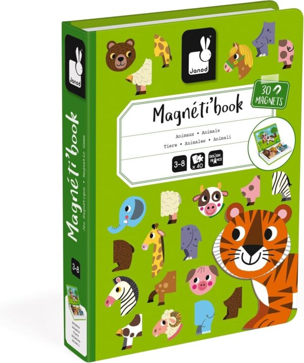 Janod - MagnetiBook Animals - Part Educational Magnetic Game Teaches Fine Motor - Image 3