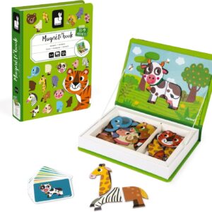 Janod - MagnetiBook Animals - Part Educational Magnetic Game Teaches Fine Motor