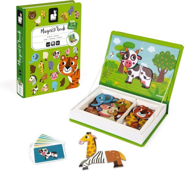 Janod - MagnetiBook Animals - Part Educational Magnetic Game Teaches Fine Motor