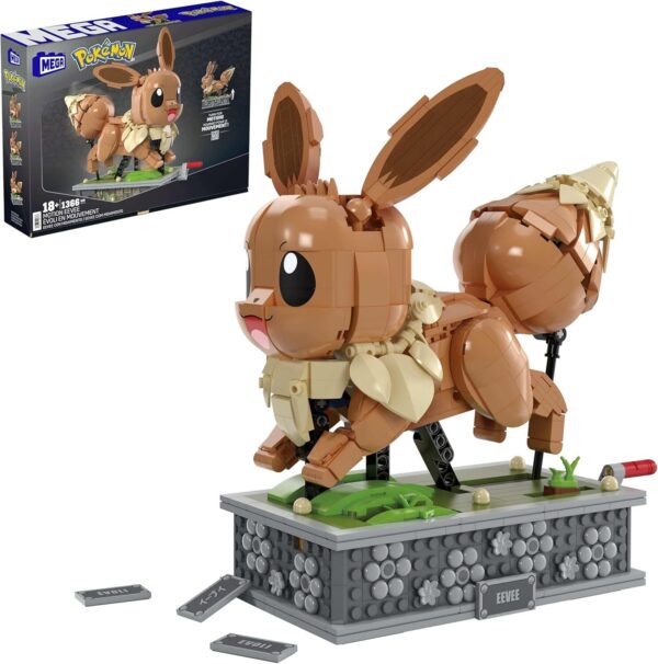 Mega Pokémon Action Figure Building Set Motion Eevee 1366 Pieces Build Toy