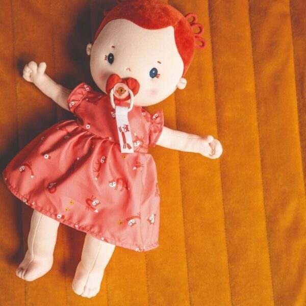 LILLIPUTIENS Rose Doll Soft Fabric Doll with Removable Clothes Magnetic Pacifier - Image 8