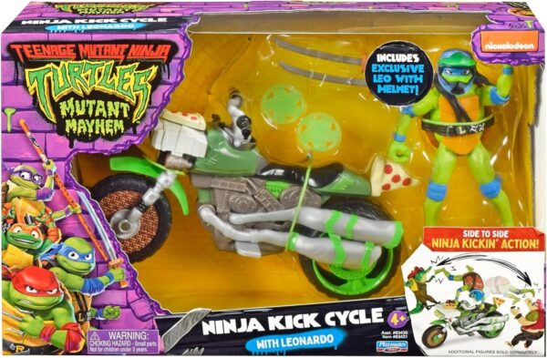 TMNT Mutant Mayhem Ninja Kick Cycle with Exclusive Leonardo Figure - Image 7