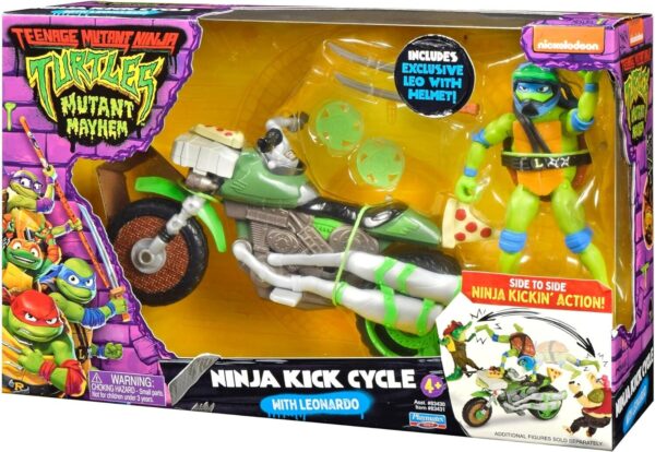TMNT Mutant Mayhem Ninja Kick Cycle with Exclusive Leonardo Figure - Image 8