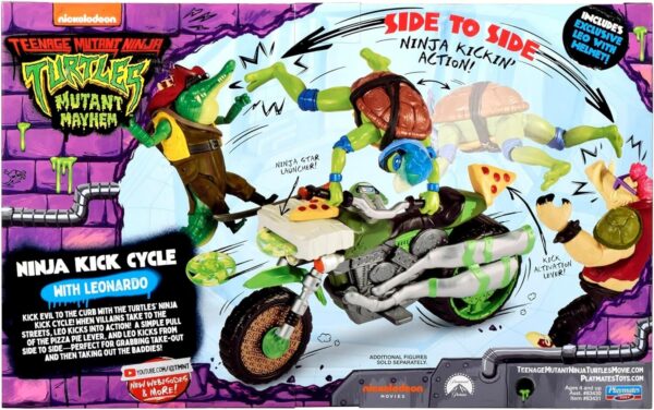 TMNT Mutant Mayhem Ninja Kick Cycle with Exclusive Leonardo Figure - Image 9